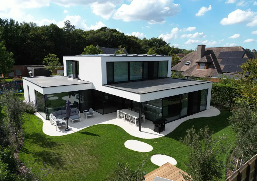 woning achtergevel crépie tuin