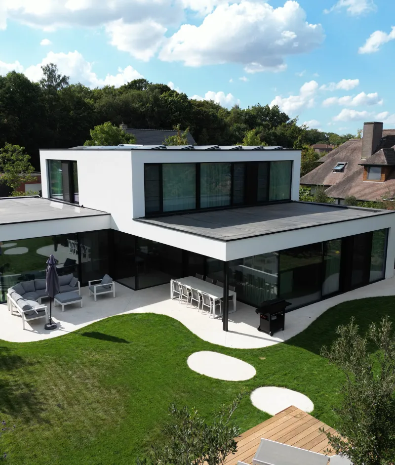 woning crepie plat dak tuin oostkamp